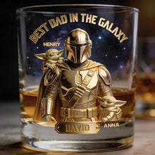 Load image into Gallery viewer, “Best Dad in the Galaxy” - Personalized Round Glass - Gift for Dad, Grandpa, and All Star Dads Glass PopCulturePrints
