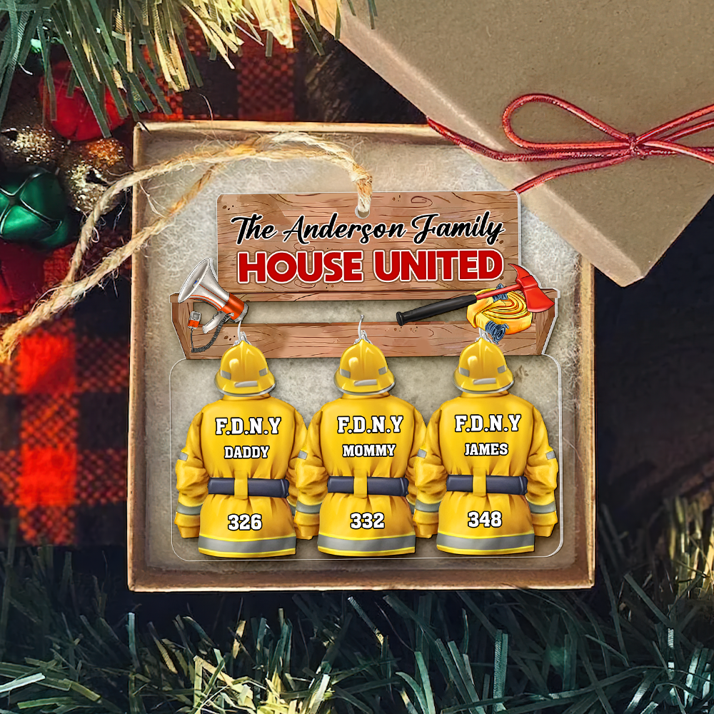 Customizable Firefighter Family Christmas Ornament Ornament PopCulturePrints