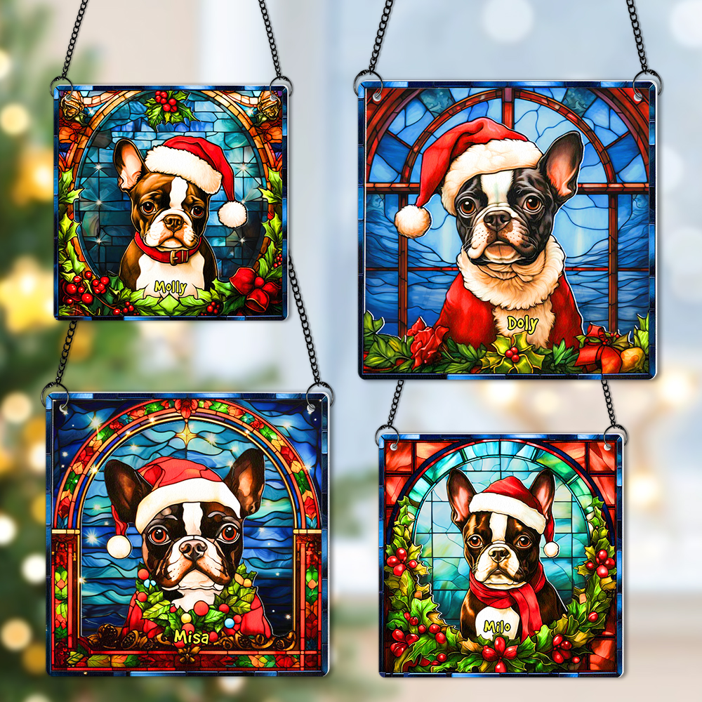 Personalized Boston Terrier Christmas Suncatcher Ornament - Perfect Gift for Dog Lovers