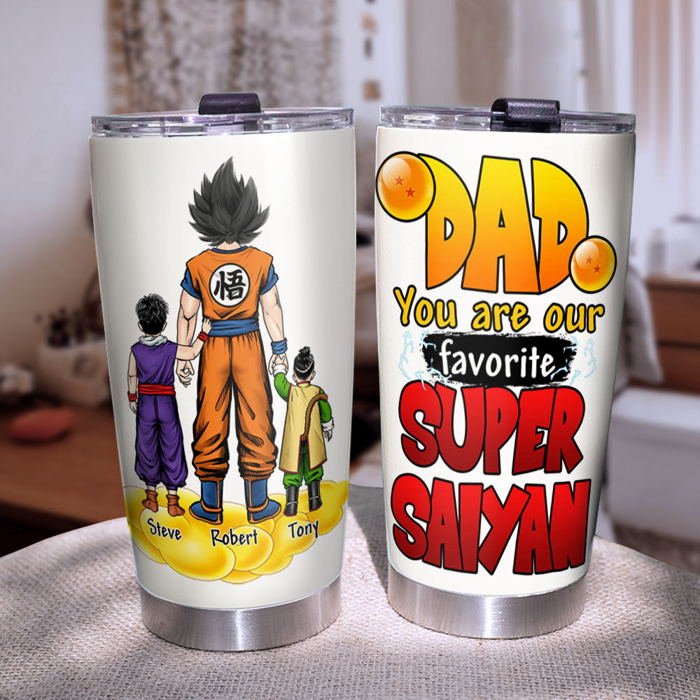 Personalized Super Dad Tumbler Cup - Gift for Dragon Ball Fans