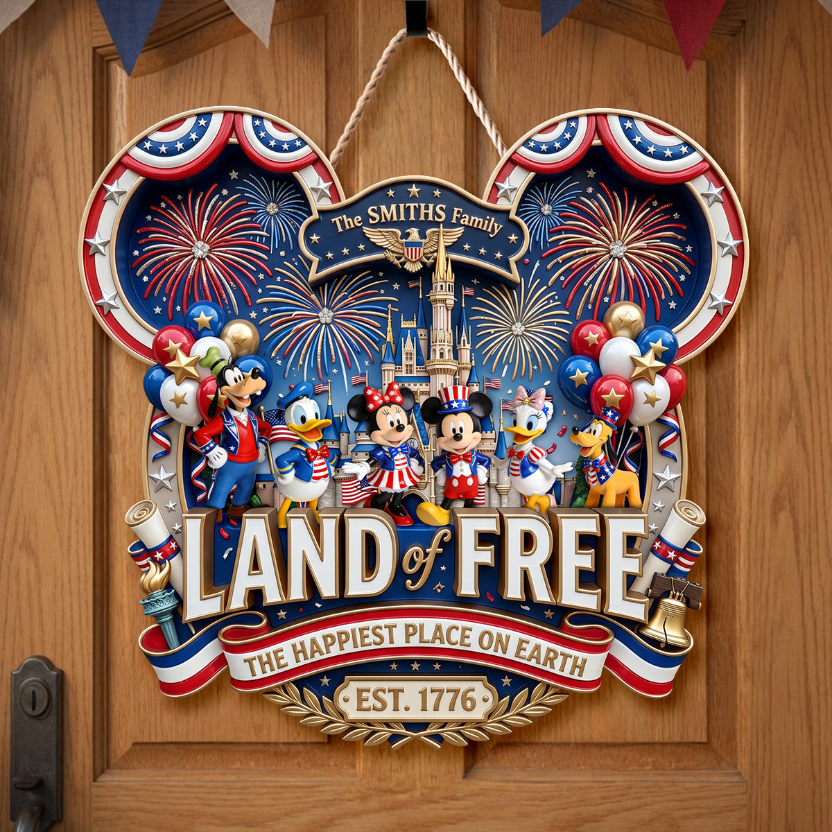 “The Happiest Place on Earth” - Land Of Free Acrylic Sign - Personalized Gift for Families, Friends and Loved Ones Acrylic Sign PopCulturePrints