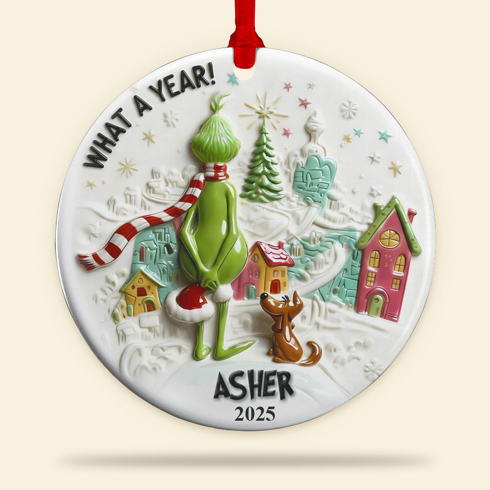 "What a Year!" Custom Ceramic Ornament - Personalized Christmas Gift for Family & Friends Ornament PopCulturePrints