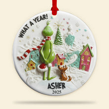 Load image into Gallery viewer, &quot;What a Year!&quot; Custom Ceramic Ornament - Personalized Christmas Gift for Family &amp; Friends Ornament PopCulturePrints
