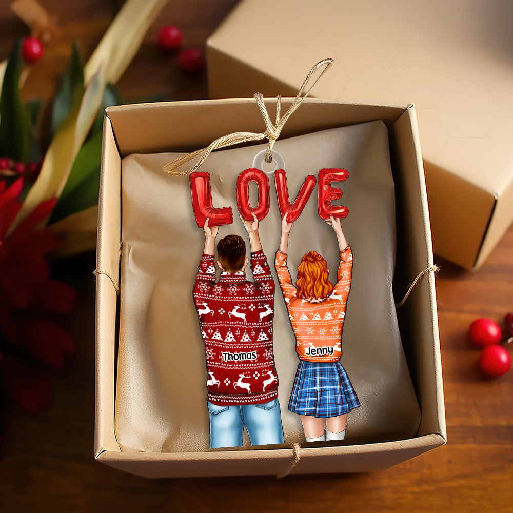 Custom Couple Christmas Ornament - Personalized Love Balloons & Valentine's Day Gifts Ornament PopCulturePrints