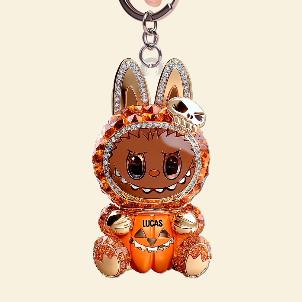 "Spooktacular Charm!" - Pumpkin Cute Monster Personalized Keychain - Gift for Horror Fans, Kids & Collectors Keychains PopCulturePrints