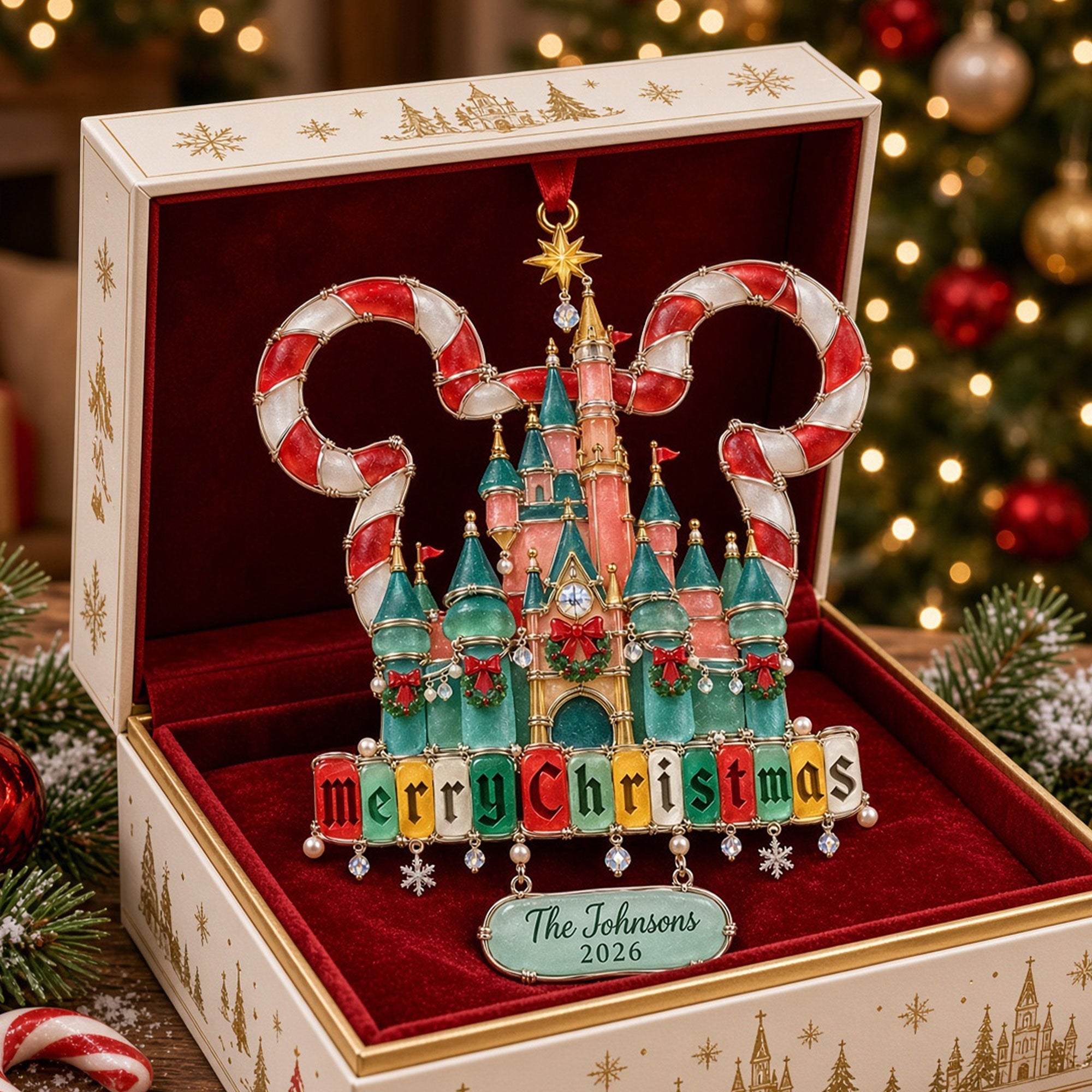 "Create Your Winter Wonderland!" - Nostalgia Castle Sea Glass Effect Ornament, Personalized Gift for Every Occasion Ornament PopCulturePrints