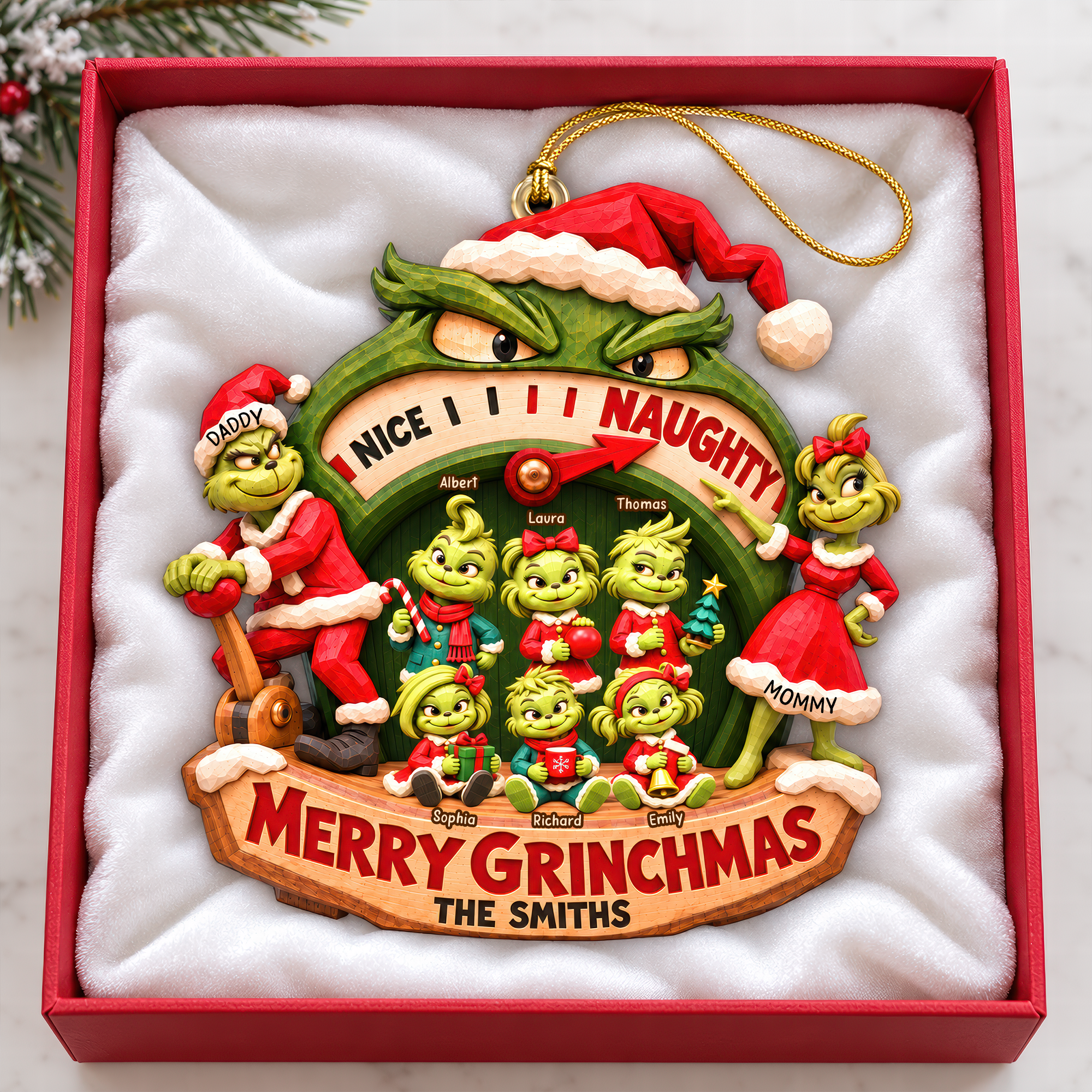 Naughty Family Christmas Ornament - Personalized Gifts For Family 05HAQN081026 Ornament PopCulturePrints