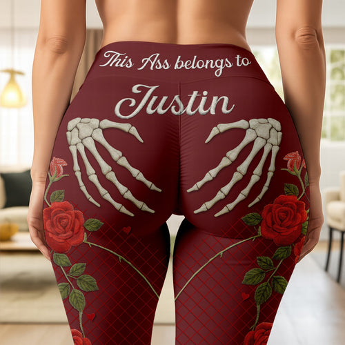 This Ass Belongs to You - Customized Naughty Skeleton Hands Leggings Shorts and Pants PopCulturePrints