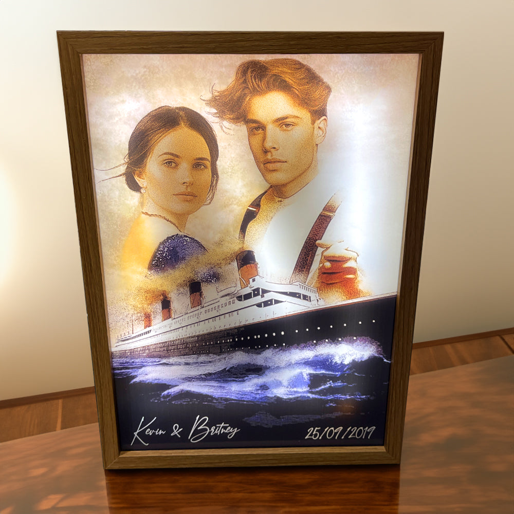 Personalized Romantic Light Frame - Custom Photo Gift for Couples Light Picture Frame PopCulturePrints