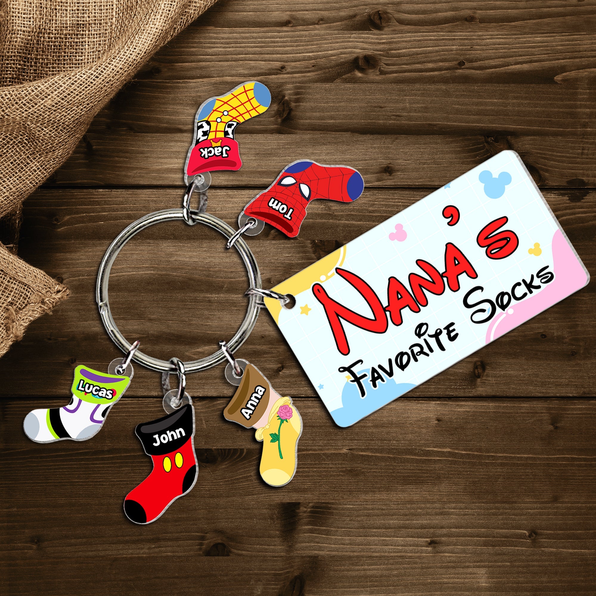 Personalized Grandma's Favorite Socks Keychain Keychains PopCulturePrints
