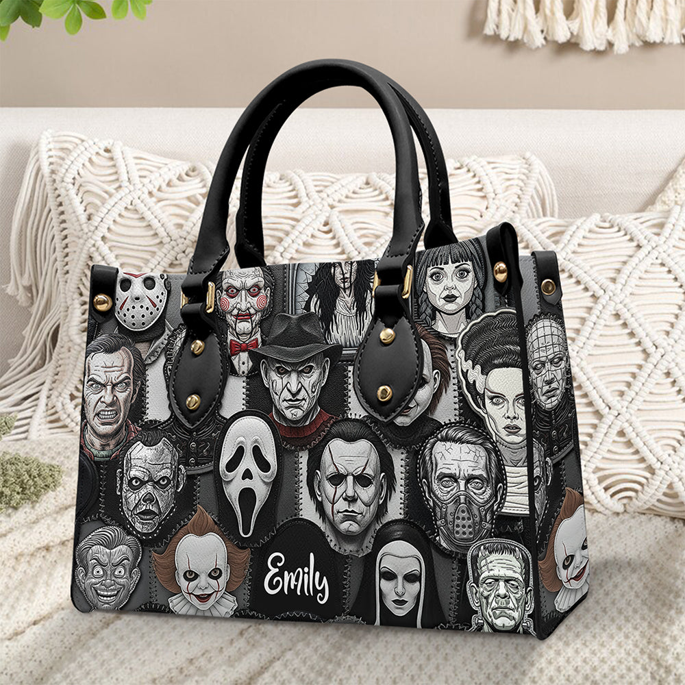“Embrace the Dark Side” - Horror Patches Leather Bag, Custom Personalized Gifts for Horror Movie Enthusiasts Leather Bag PopCulturePrints