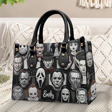 Load image into Gallery viewer, “Embrace the Dark Side” - Horror Patches Leather Bag, Custom Personalized Gifts for Horror Movie Enthusiasts Leather Bag PopCulturePrints
