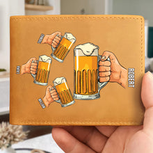 Load image into Gallery viewer, Personalized PU Leather Wallet for Dad - Beer Mug Design Leather Wallet PopCulturePrints
