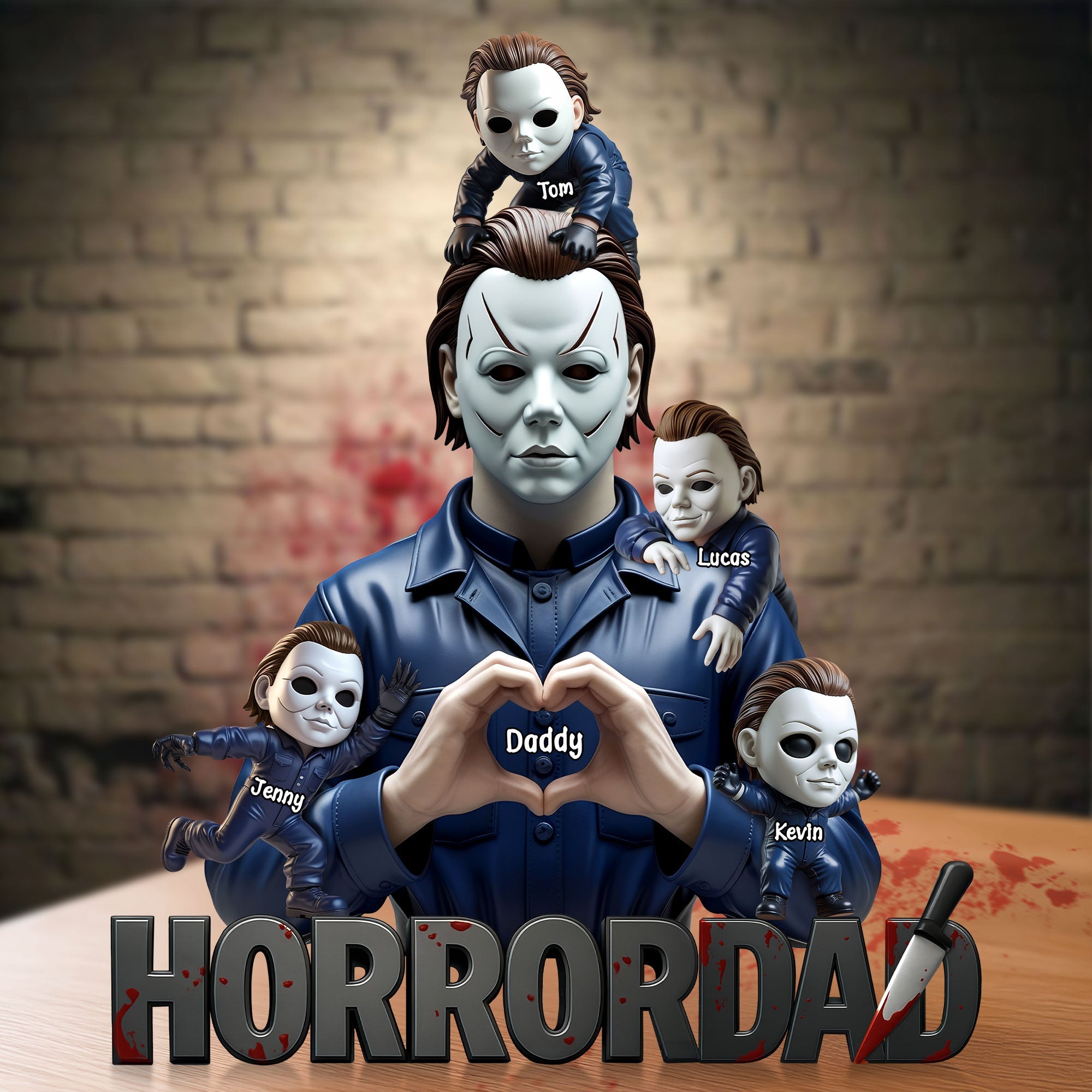 "I Love You, Daddy!" - Horror Dad Plaque - Personalized Gifts for Dad Shaped Plaques PopCulturePrints