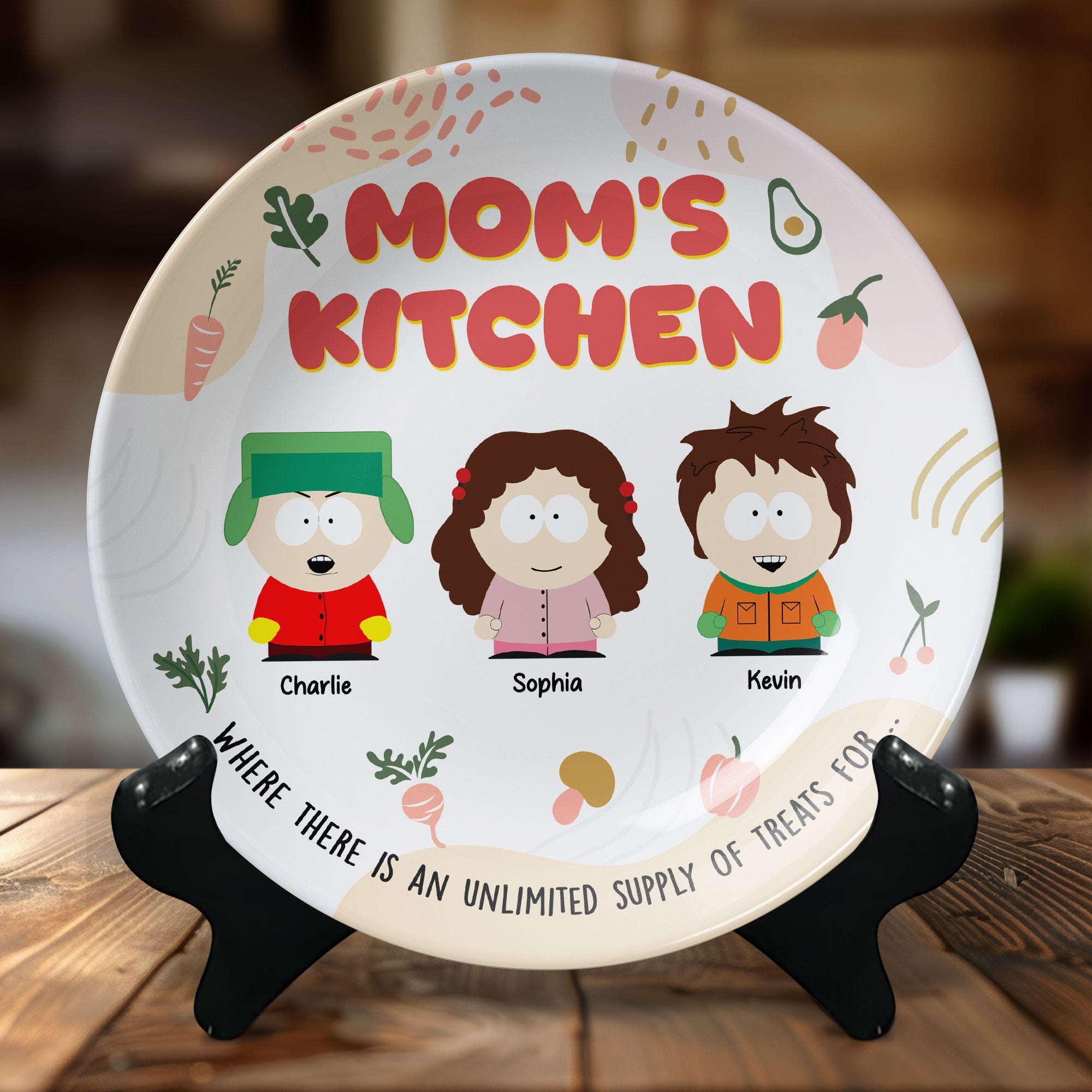 Mom's Kitchen Personalized Ceramic Round Plate - Unique Gift for Mom and Grandma Ceramic Round Plate PopCulturePrints