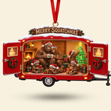 Load image into Gallery viewer, Celebrate Family Adventures with Our Personalized Cozy Camping Bigfoot Ornament - Perfect Holiday Gift for Bigfoot Enthusiasts
