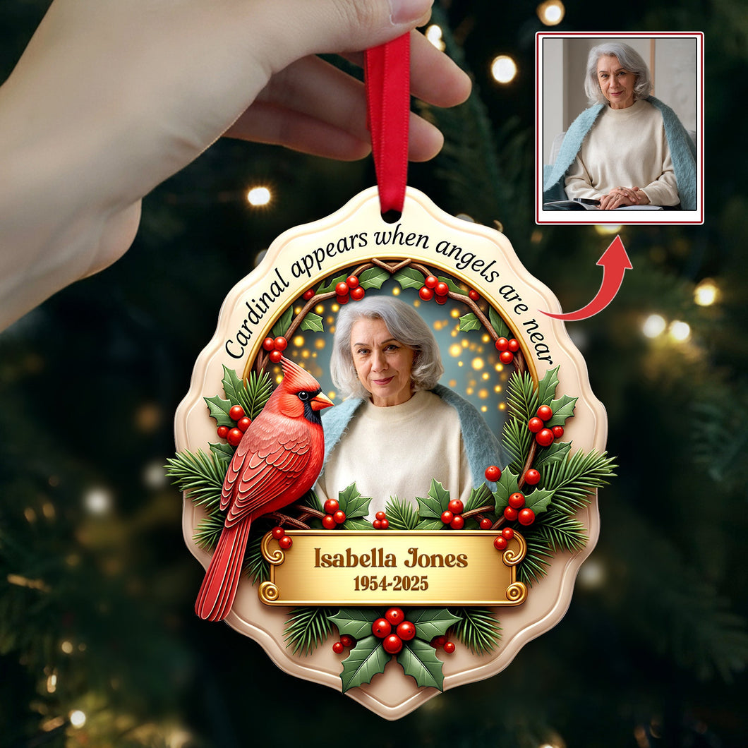 In Loving Memory Cardinal Ornament - Personalized Custom Photo Gift for Loved Ones Ornament PopCulturePrints