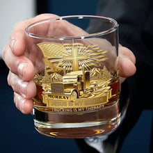 Load image into Gallery viewer, Jesus Is My Savior - Custom Trucker Round Whiskey Glass - Personalized Gifts for Christian Truckers and Faith Enthusiasts Whiskey Glass PopCulturePrints
