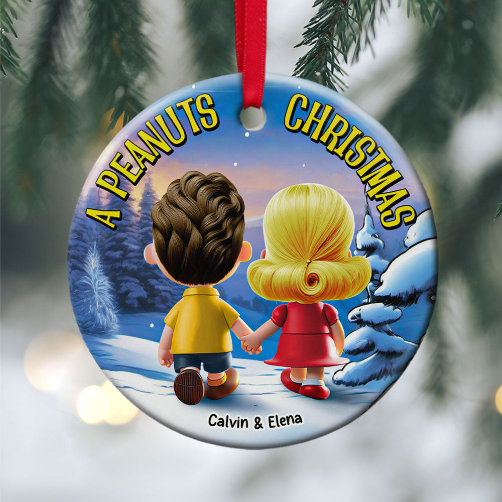 Personalized Peanuts Christmas Ceramic Ornament for Couples