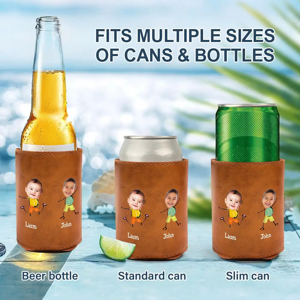 To Dad - The Reasons You Drink - Personalized Leather Can Cooler - Unique Gift for Dad and Grandpa Leather Can Cooler PopCulturePrints