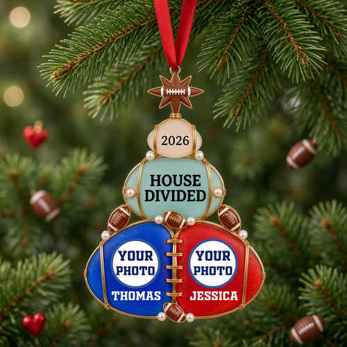 “Together Yet Apart – Celebrate Your Unique Love!” - House Divided Couple Acrylic Ornament | Personalized Gift for Couples Ornament PopCulturePrints