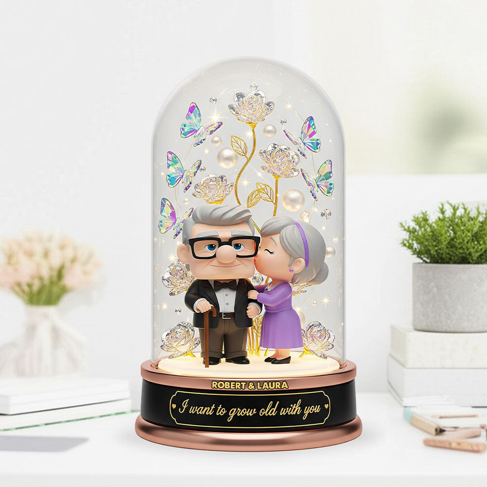 I Want to Grow Old with You - Personalized Old Couple Plaque Shaped Plaques PopCulturePrints