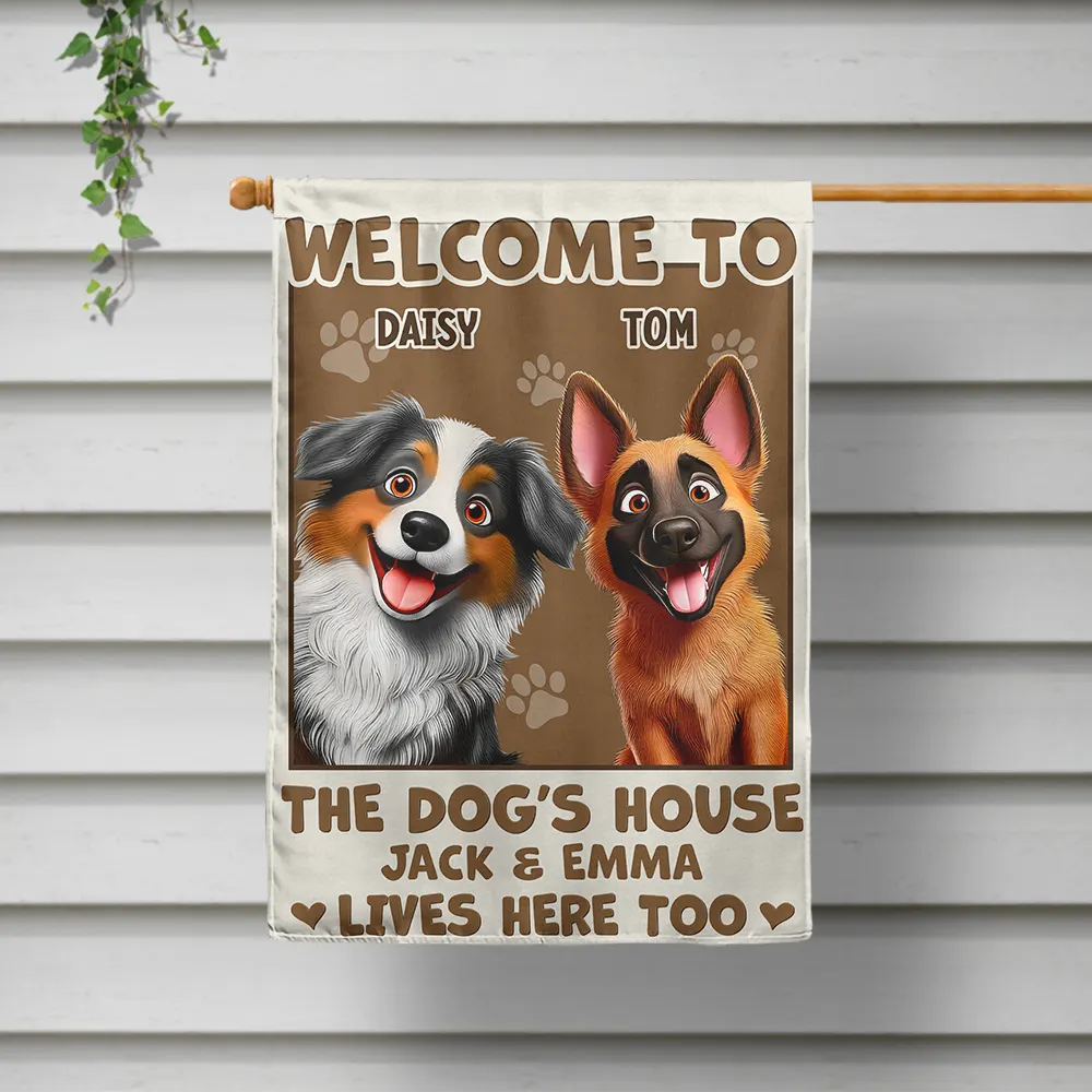 Welcome To The Dog House - Personalized 3D Effect Flag Flag PopCulturePrints