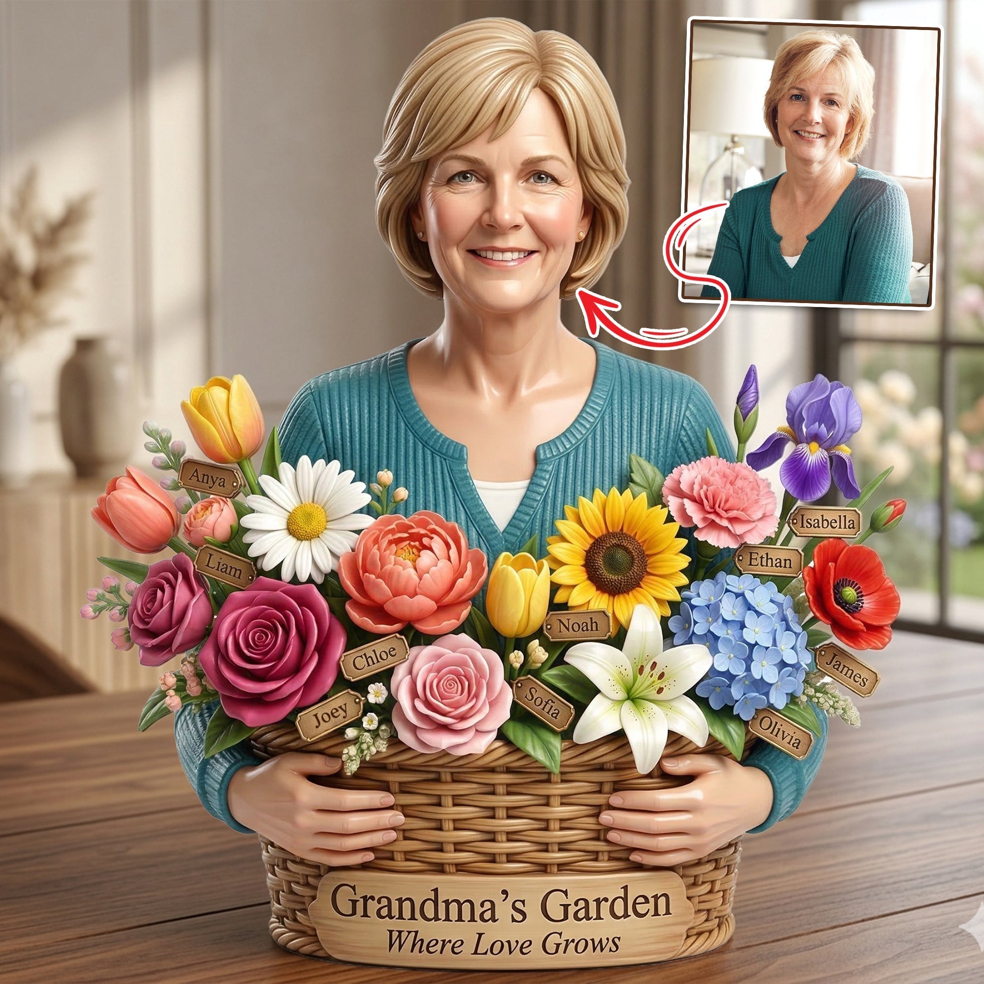 “Grandma's Garden Where Love Grows” - Custom Acrylic Plaque Gift for Mom, Grandma and Loved Ones Shaped Plaques PopCulturePrints
