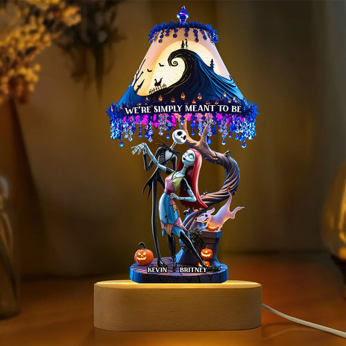 “We’re Simply Meant to Be” - Personalized Haunted Couple LED Light with Oval Base Led Night Light PopCulturePrints