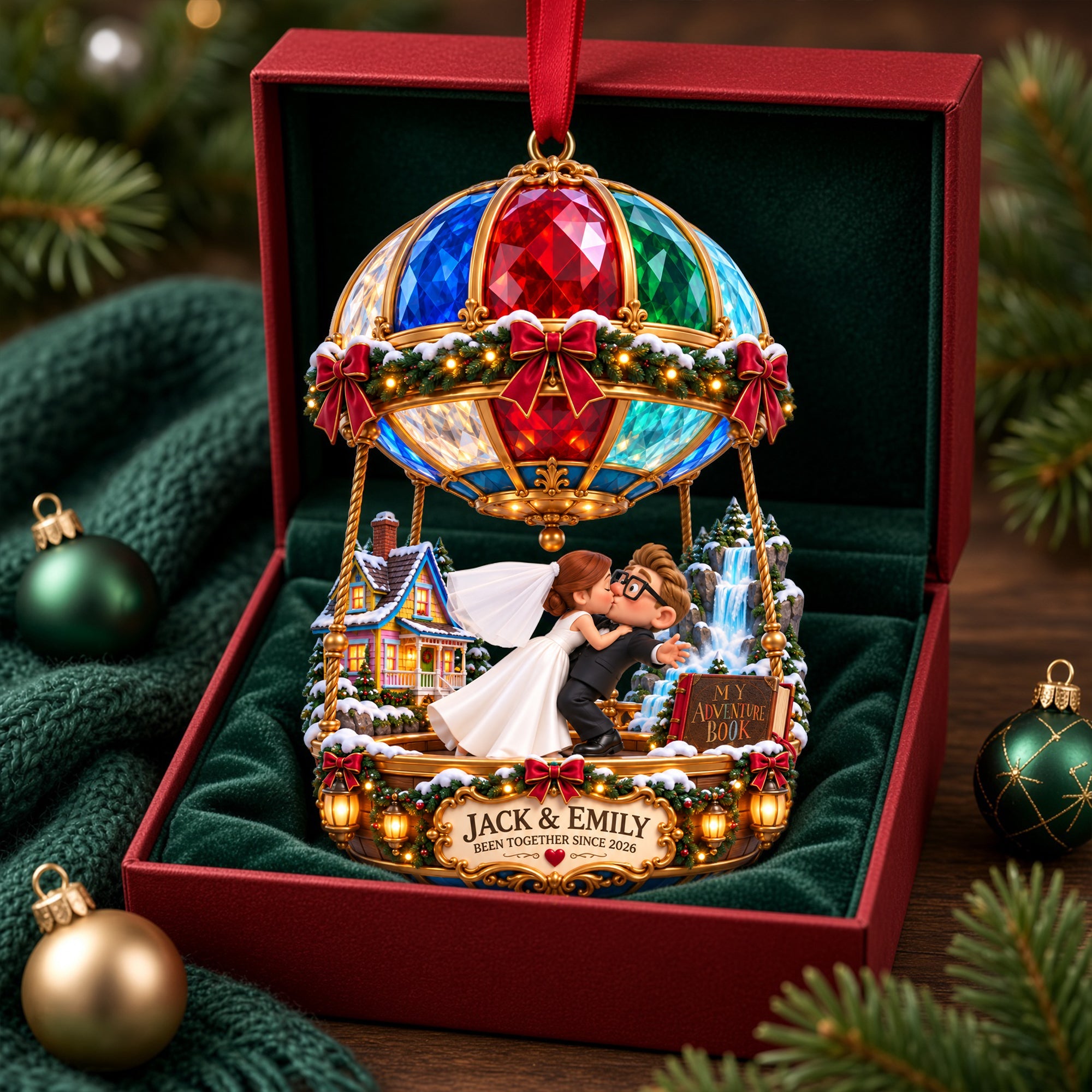 “Love Soars High!” - Hot Air Balloon Couple Ornament - Personalized Gifts for Couples