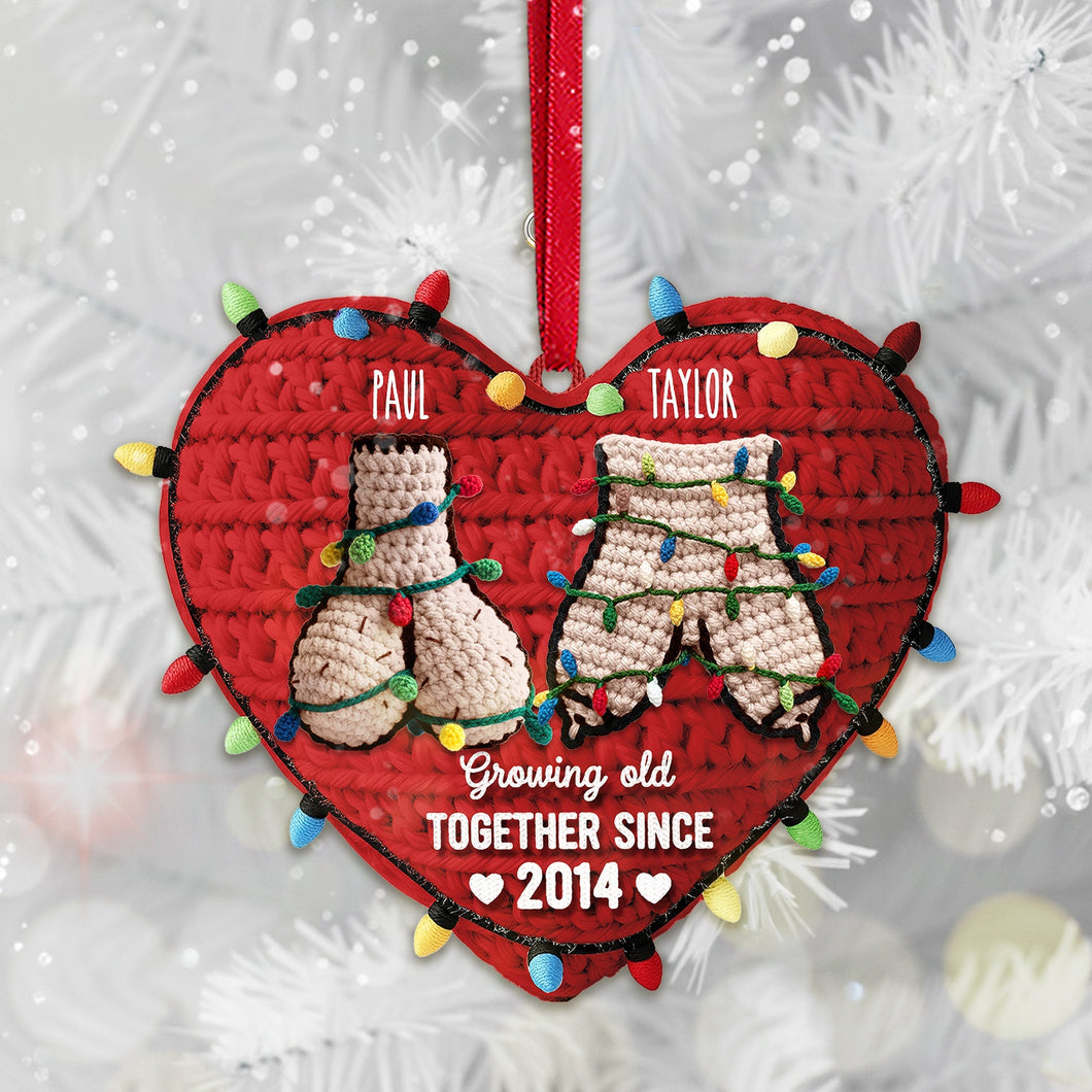 Growing Old Together Since 2014 - Personalized Christmas Ornament for Funny Couples Ornament PopCulturePrints