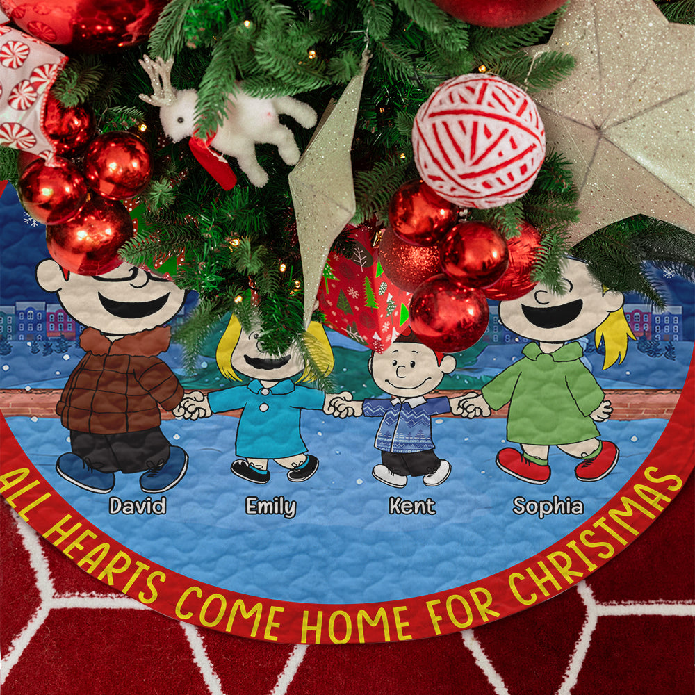 Personalized Family Christmas Quilted Tree Skirt - All Hearts Come Home