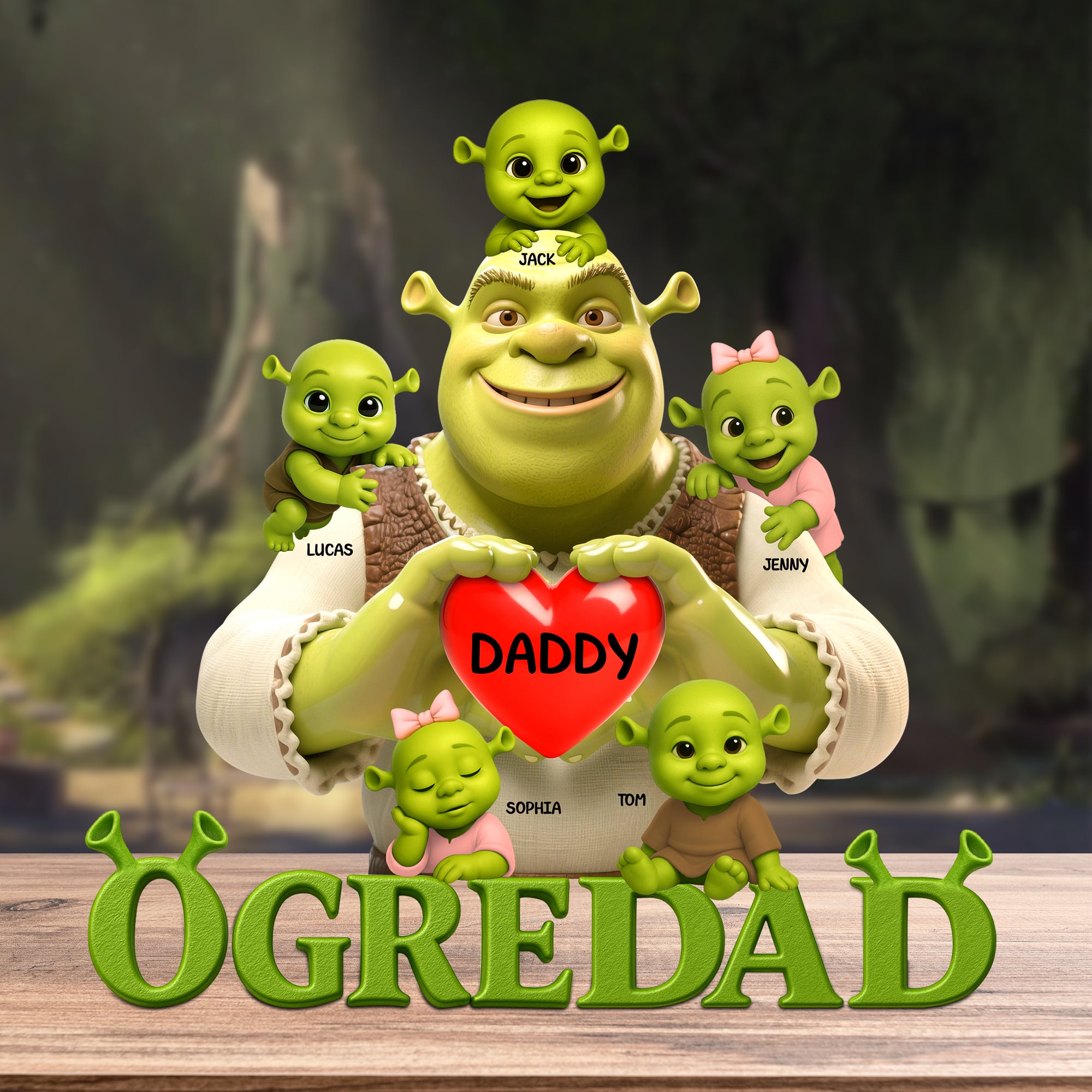 “Every Dad is a Hero” - Green Monster Plaque Personalized Gift for Father’s Day - Customizable Gift for Dad and Grandpa Shaped Plaques PopCulturePrints