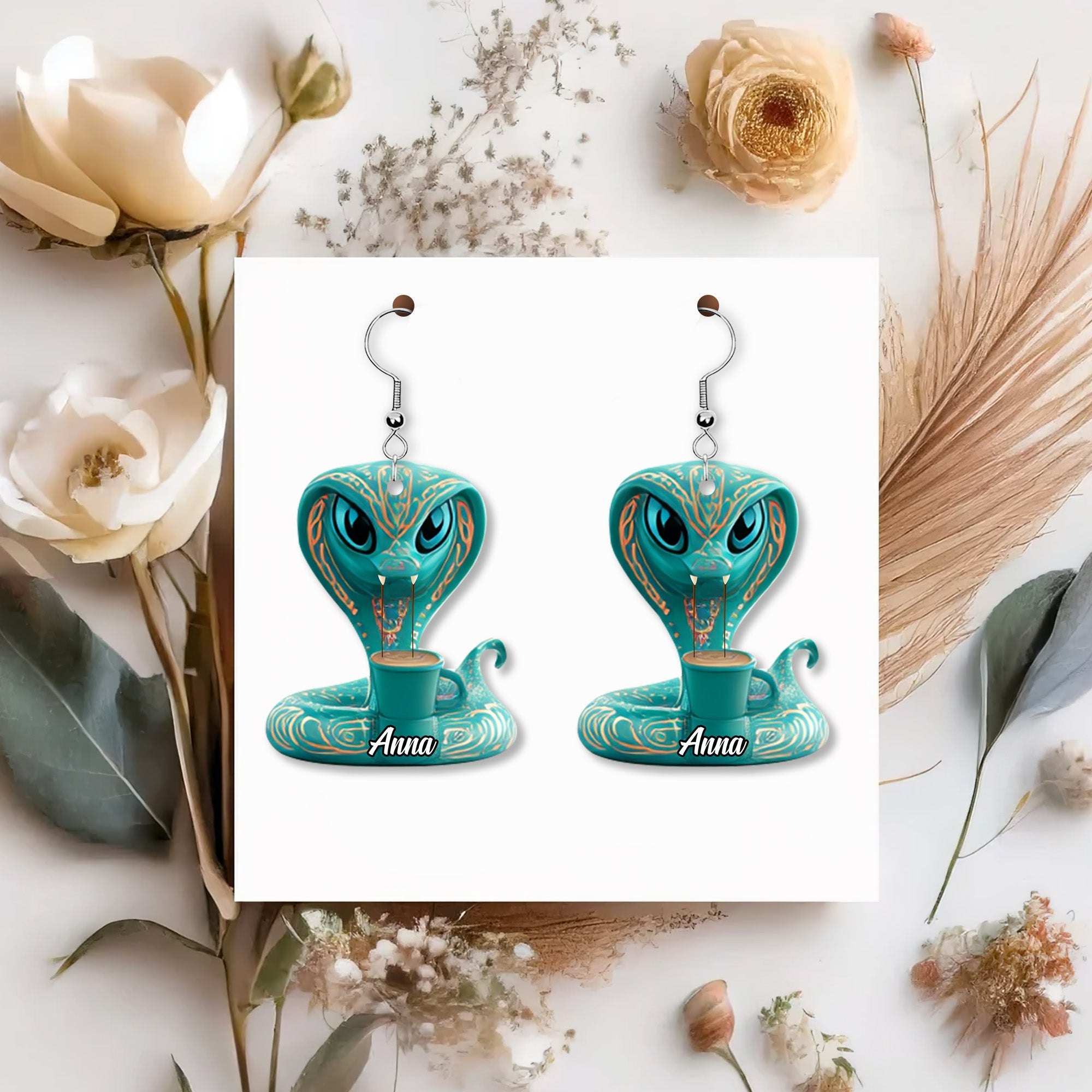 Unleash Your Style - Slaying Snake Personalized Acrylic Earrings Earrings PopCulturePrints
