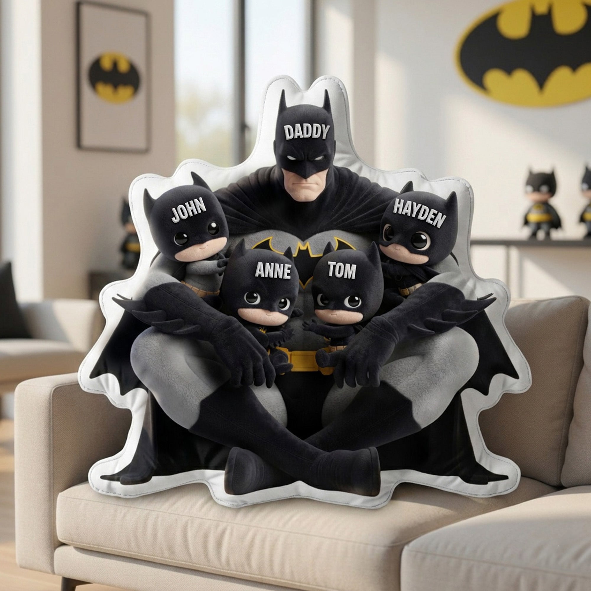 “Every Hero Needs Their Sidekicks” - Custom Shape Pillow for Dads - Personalized Gifts for Dads, Grandpas, and More Pillow PopCulturePrints