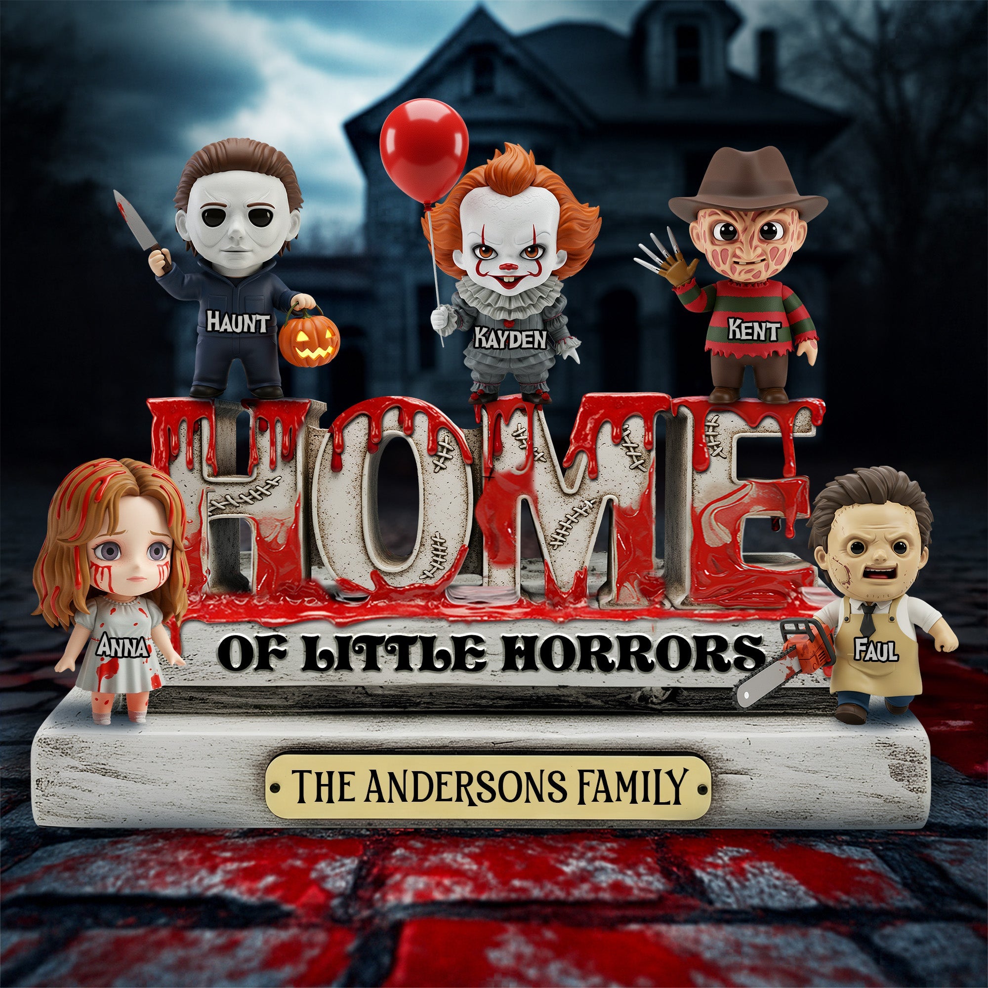 Home of Little Horrors - Personalized Horror Acrylic Plaque for Family Gifts Shaped Plaques PopCulturePrints