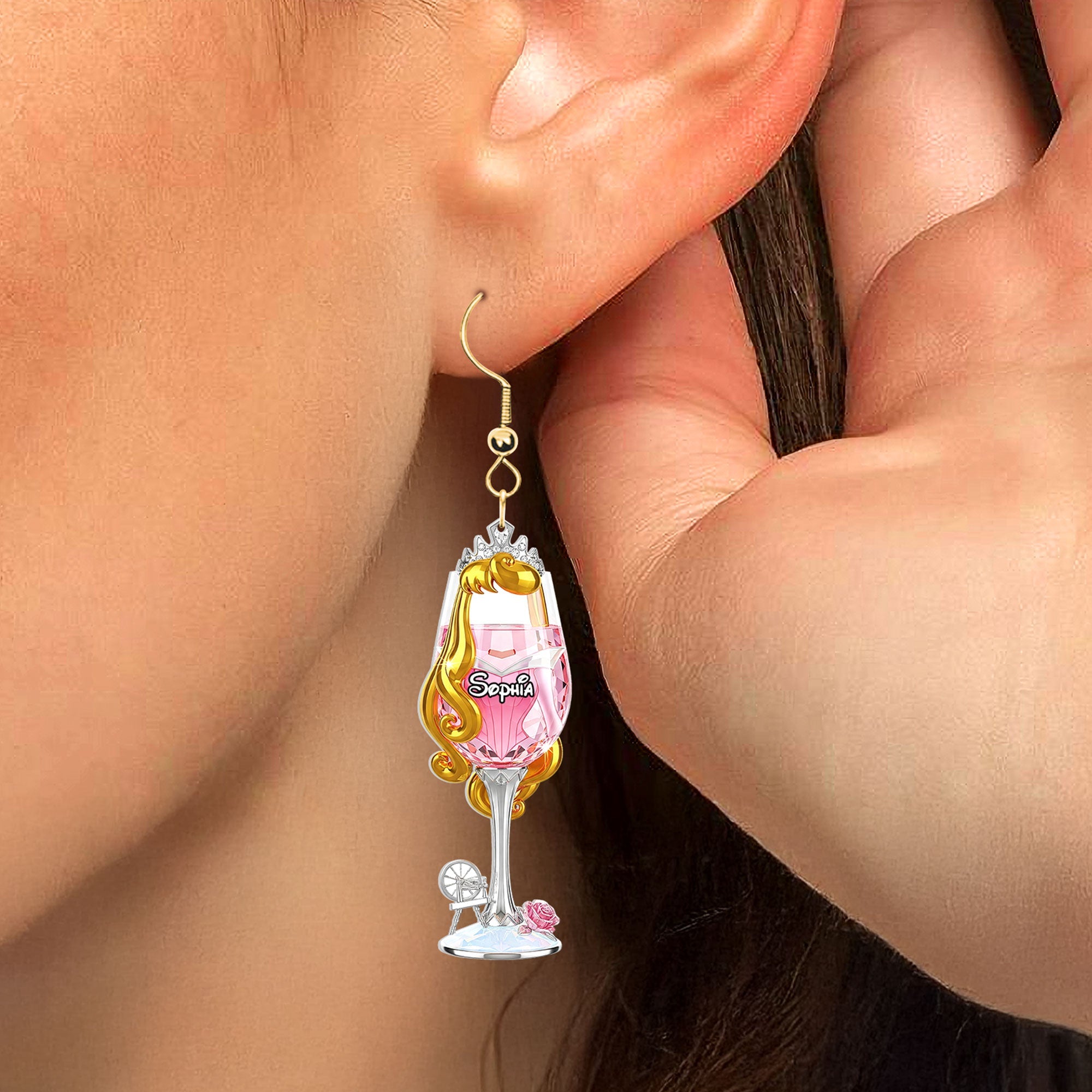 “Sip Like a Princess” - Drink Princess Earrings - Personalized Gifts for Her Earrings PopCulturePrints