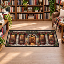 Load image into Gallery viewer, “Your Cozy Holiday Haven Awaits” - Cozy Bookstore Christmas Rug - Personalized Gifts for Book Lovers
