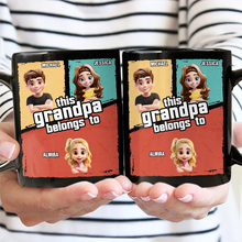 Load image into Gallery viewer, This Papa Belongs To - Personalized Black Mug for Dad and Grandpa Mug PopCulturePrints
