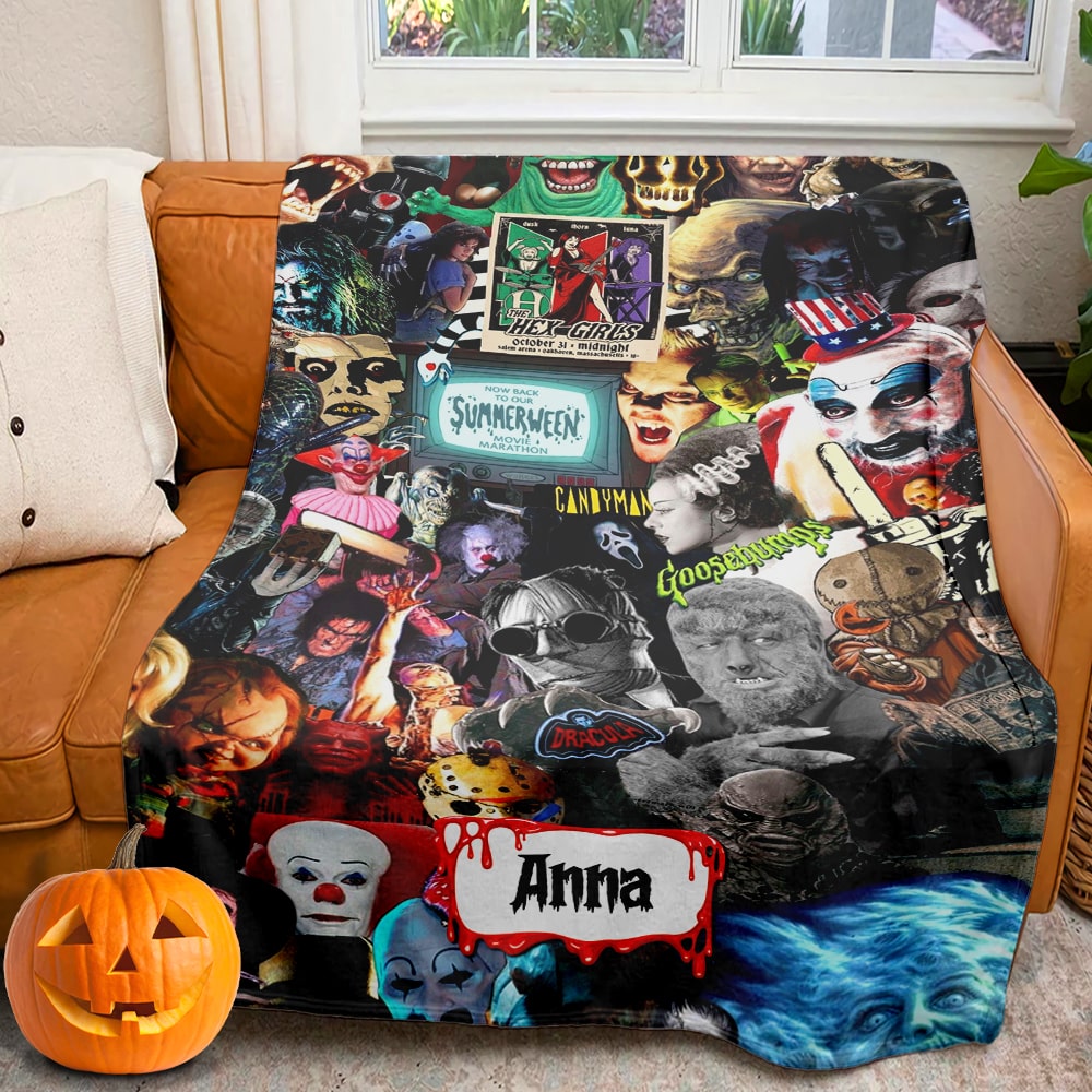 Personalized Horror Movie Characters Blanket - Perfect Halloween Gift for Horror Fans