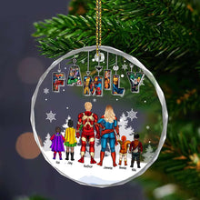 Load image into Gallery viewer, Personalized Superhero Family Christmas Ornament Ornament PopCulturePrints
