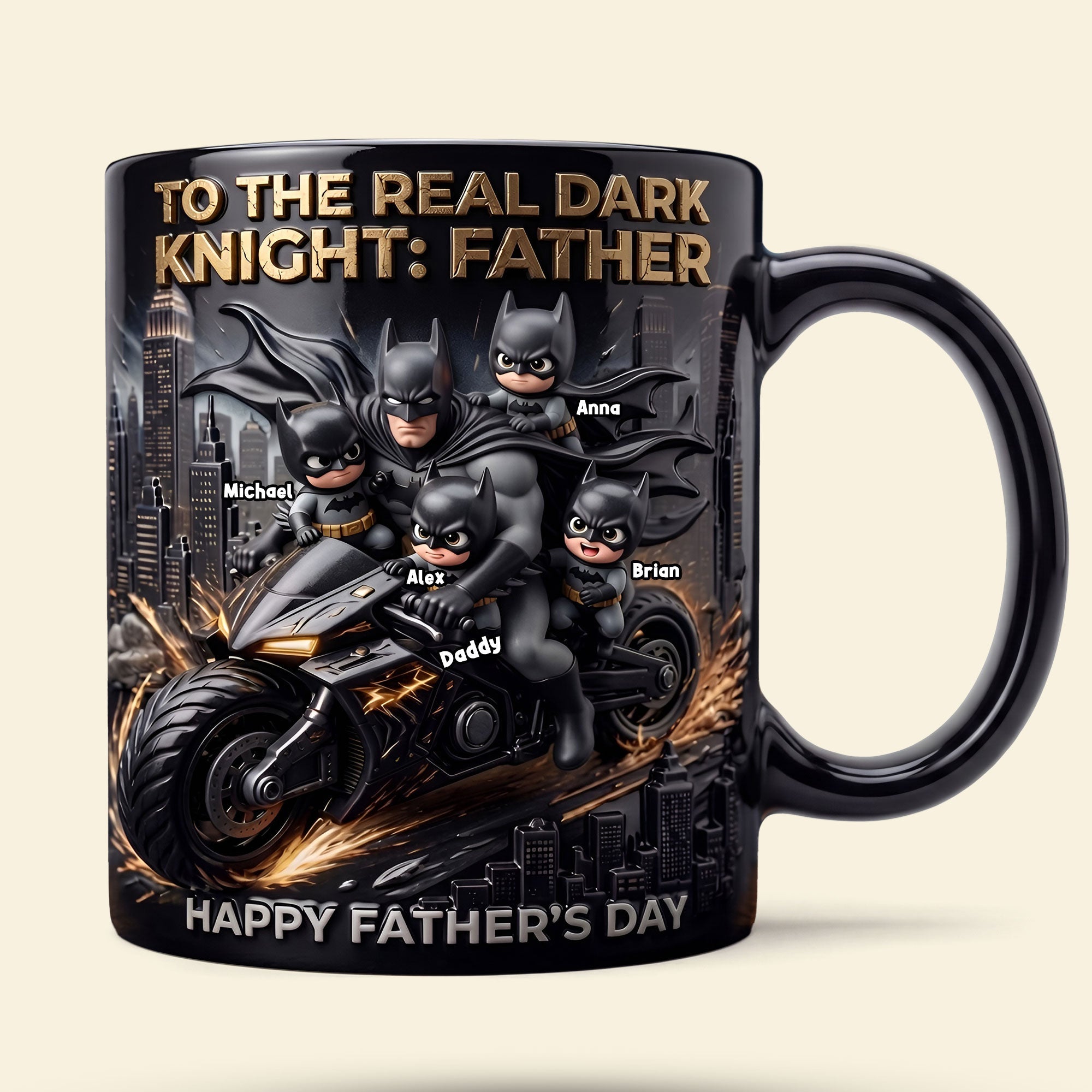 "To The Real Dark Knight: Father - Personalized Magic Coffee Mug for Dad and Grandpa" Coffee Mug PopCulturePrints
