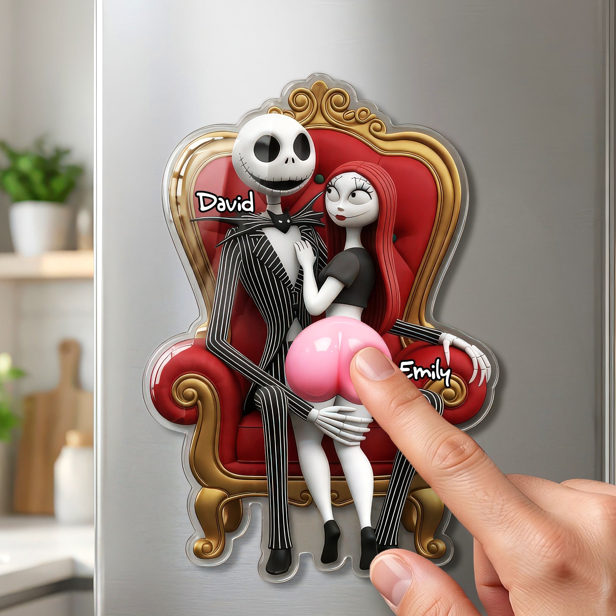 "Cheeky Love, Perfectly Personalized" - Acrylic Fridge Magnet for Couples