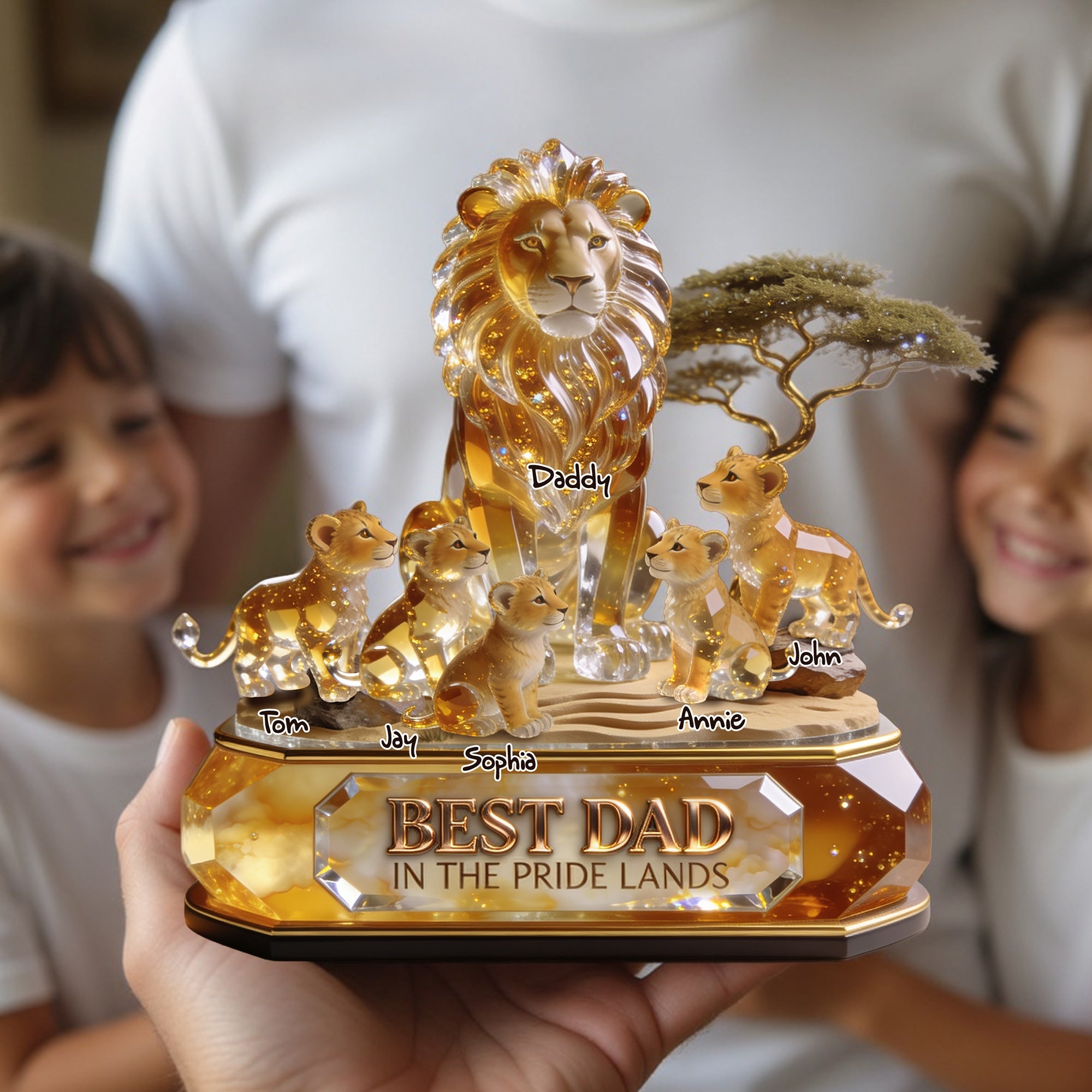 Best Dad In The Pride Lands - Personalized Acrylic Plaque for Dads Shaped Plaques PopCulturePrints