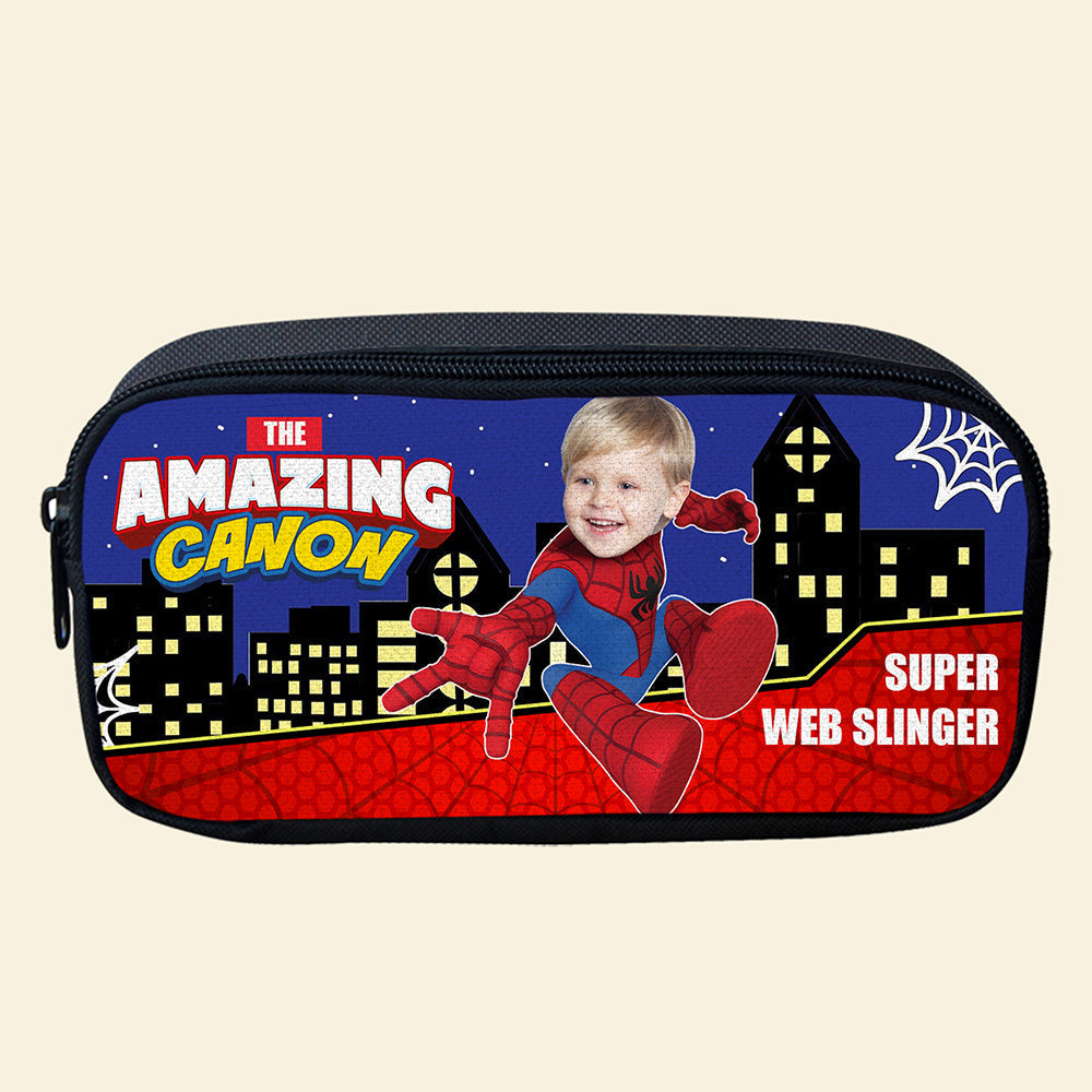 Personalized Superhero Photo Pencil Case - Custom Gift for Kids