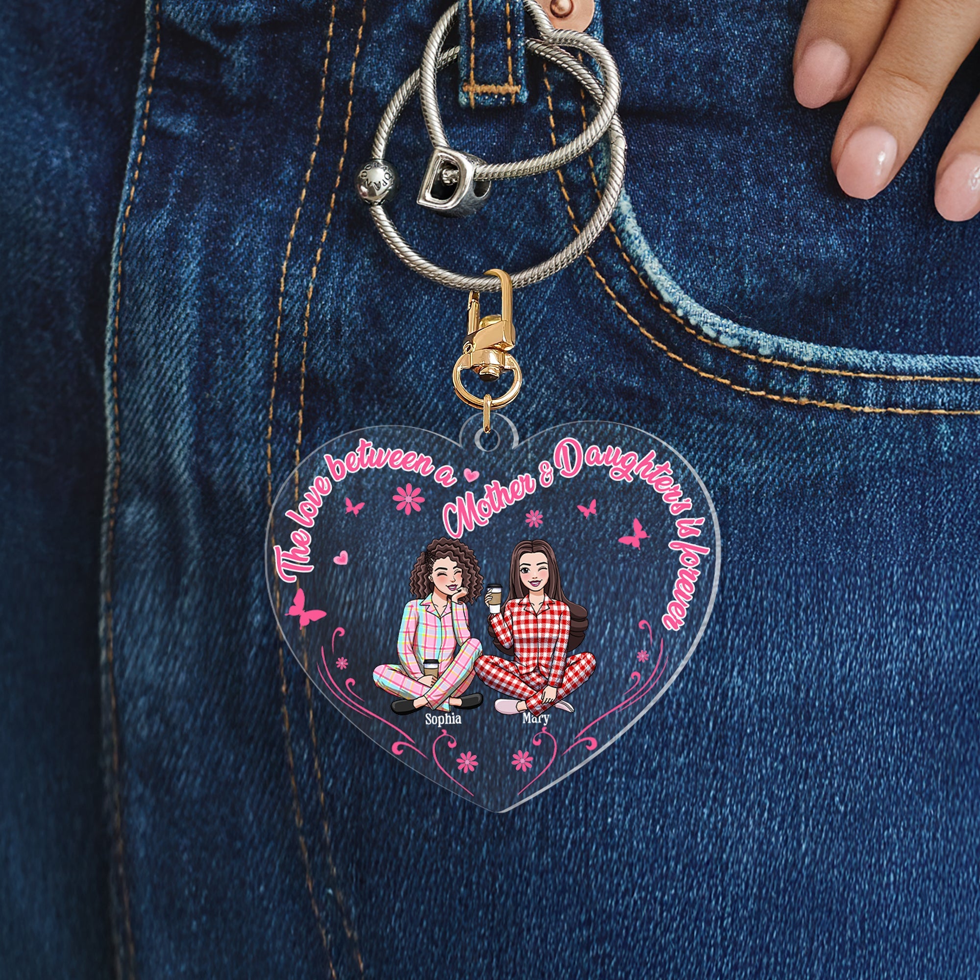 Personalized Mom & Daughter Keychain - The Love Between A Mom and Daughter Is Forever Keychains PopCulturePrints