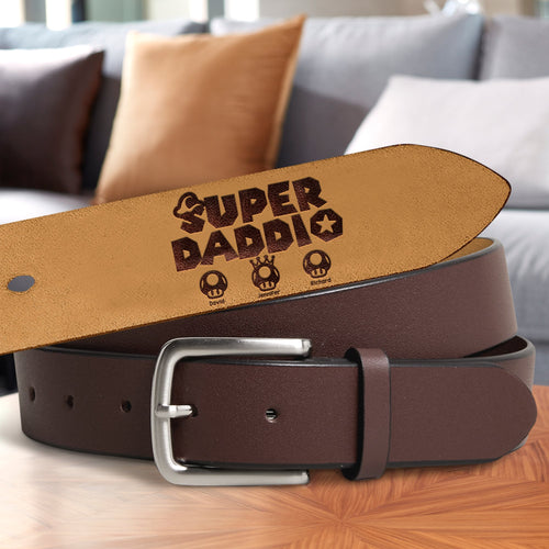 Custom 'Super Daddio' Secret Message Belt - Unique Father's Day Gift Belts PopCulturePrints
