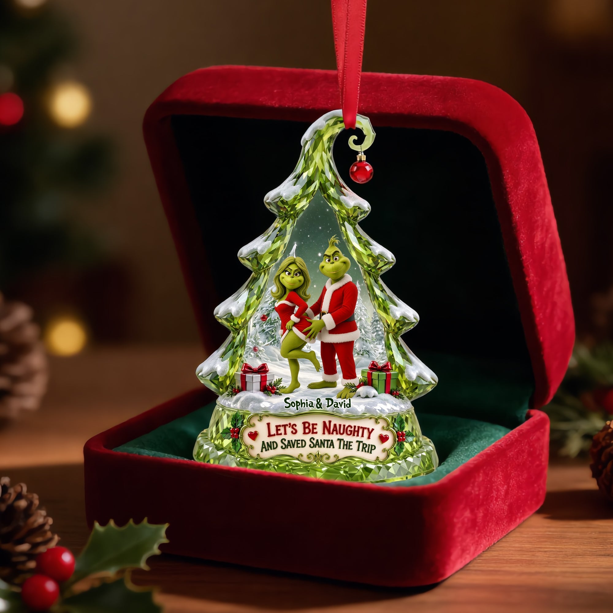 Let's Be Naughty - Playful Couple Ornament - Personalized Christmas Gift