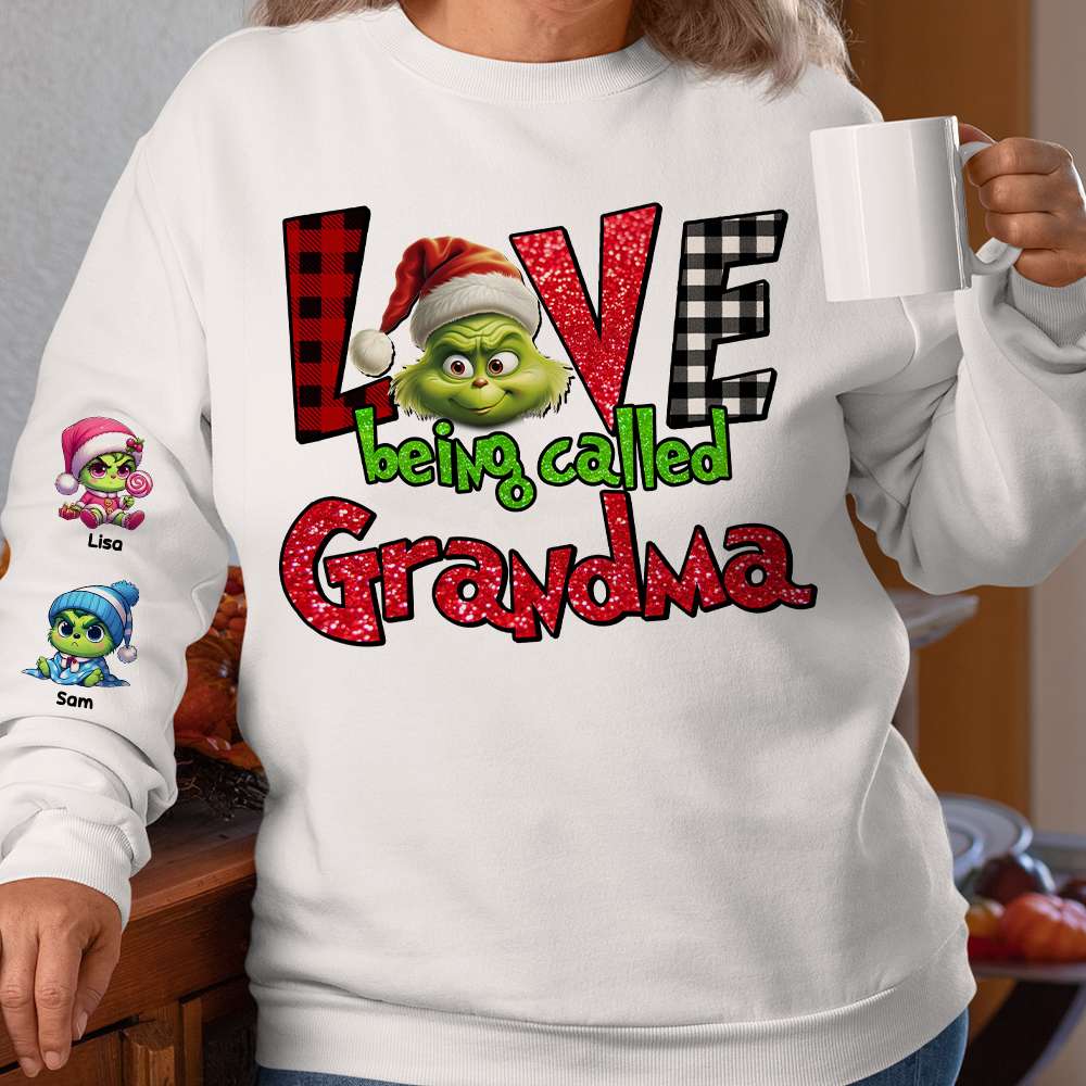 Custom Grandma 3D Hoodie - Cute Green Character Christmas Edition AOP Products PopCulturePrints