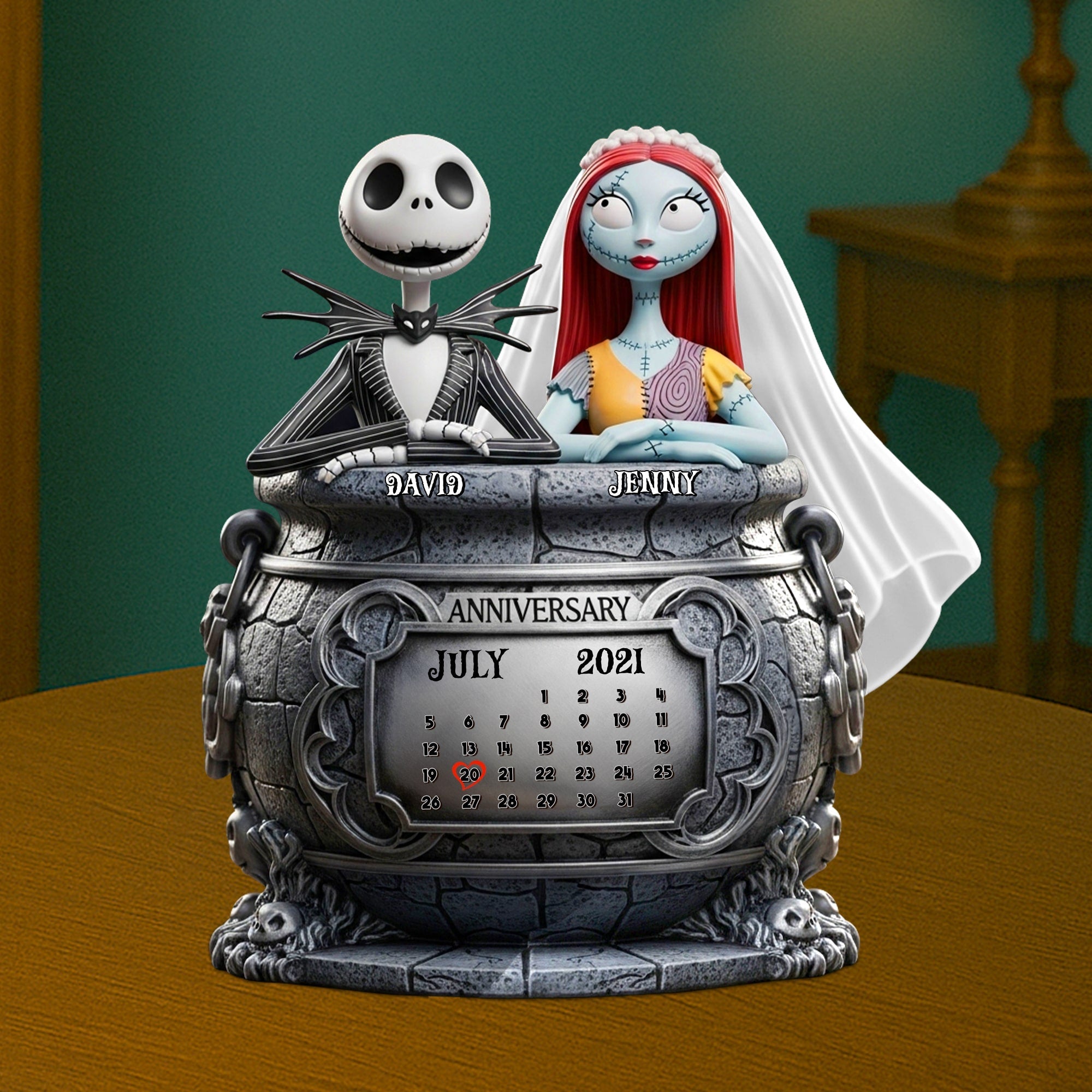 “Celebrate Your Unique Love” - Skull Couple Personalized Anniversary Plaque - Custom Gift for Couples, Friends, and Loved Ones Shaped Plaques PopCulturePrints